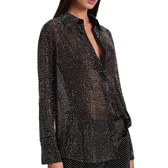 Alice + Olivia Crystal Embellished Oversized Button Down Size XS NWT - Picture 14 of 16